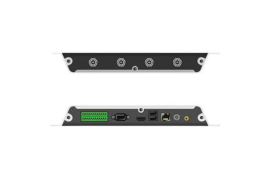 Différents ports de communication du lecteur RFID fixe AX'Smart Reader 4 V2 dont le port RS-232, RJ45,